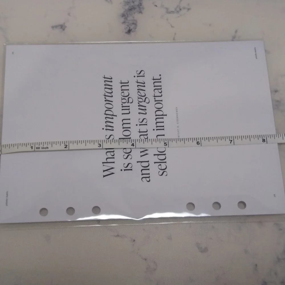 Cloth and Paper Priority Matrix Insert A5